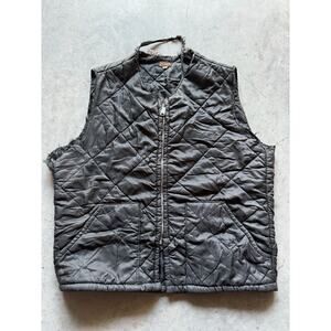 Vtg 50's Big Smith Black QUILTED Nylon Waist Coat Mechanic Shop Jacket WORK Vest